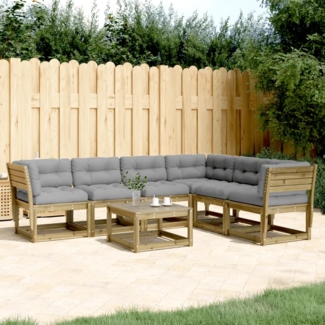 vidaXL 6-tlg. Garten-Sofagarnitur mit Kissen Kiefernholz Imprägniert 3217029