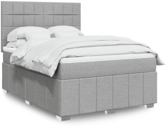 vidaXL Boxspringbett mit Matratze Hellgrau 160x200 cm Stoff 3294019