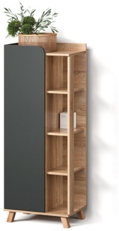 Livinity® Midischrank Marano, Anthrazit/Sonoma, 50 x 128 cm mit Tür und offenen Fächern