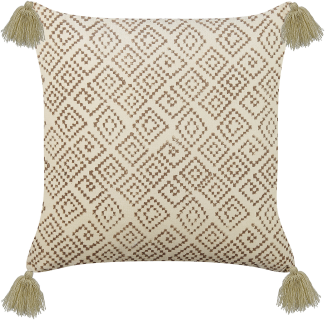 Dekokissen Geometrisches Muster SANTOLINA Samtstoff 45 x 45 cm Beige