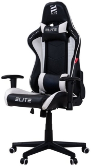 ELITE Gaming Gaming-Stuhl Ergonomischer Bürostuhl Destiny inkl. Rücken- & Nackenkissen (Drehstuhl mit 2D-Armstützen, verriegelbare Wippmechanik, mechanische Härtegradeinstellung, verstellbare Sitzhöhe, 90° klappbare Rückenlehne, Sicherheits-Doppelrolle...
