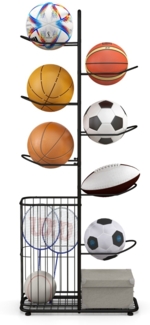 7-stufiger Ball Lagerregal mit Abnehmbaren Hängestangen & Augbewahrungskorb