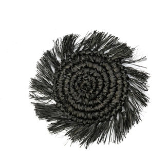 Die Fringe Raffia Untersetzer - Schwarz - Schwarz - 10x10x1cm