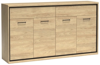 Lomadox Kommode MEGARA-161, Kommode Highboard Anrichte Schrank modern in Eiche mit Hickory Design
