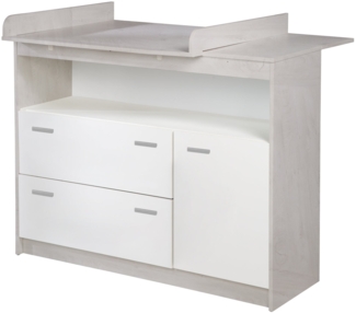 roba Wickelkommode 'Julia' mit Wickelansatz - 2 Schubladen - 1 Tür - Wickelhöhe 90,5 cm - Weiß