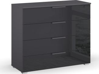 rauch Schubkastenkommode Sideboard Kommode Schubkastenkommode KOLUNA mit Glasfront, Breite 93 cm mit 4 großen Schubladen für viel Stauraum MADE IN GERMANY