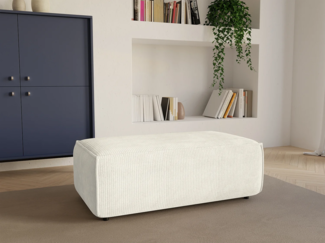 Vente-unique - Hocker - Cord - Weiß - AMELIA