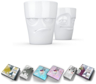 FIFTYEIGHT PRODUCTS Becher Becher Set Nr. 1 - grummelig + verschmitzt + Servietten - OHNE HENKEL, 1-tlg.