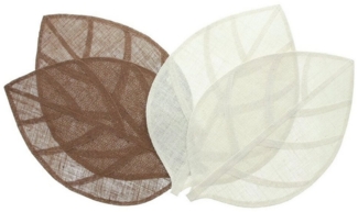 Home-trends24. de Platzset Platzmatte Blatt 4er Set Jute Braun Weiß Tischset Herbstdeko, (4-St)