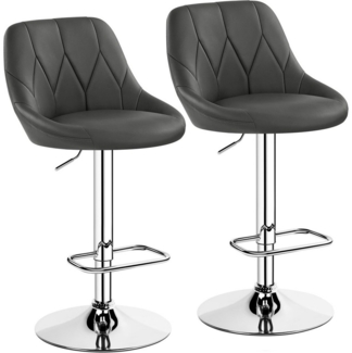 Yaheetech Barhocker (2er), Verstellbare Sitzhöhe 61,5 cm - 83 cm Polsterhocker mit Fußstütze