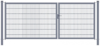 Gartentor Classic Strong (2-flügelig) asymmetrisch Anthrazit 6/5/6 mm Doppelstabmatte Breite 300 cm Höhe 160 cm