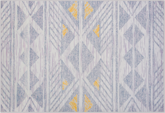 Teppich grau-gelb 140x200 cm geometrisches Muster Kurzflor KARGI