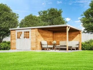 Alpholz Gartenhaus Edda Gartenhaus aus Holz Holzhaus mit 28 mm Wandstärke inklusive Schleppdach Blockbohlenhaus mit Montagematerial