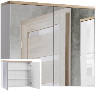 Spiegelschrank 80 cm SOLNA-56, weiß mit Wotaneiche, B x H x T ca. 80 x 70 x 20cm