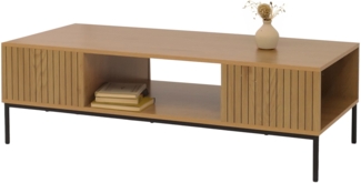 Couchtisch HWC-O39, Tisch Sofatisch Beistelltisch Ablage, Melamin MDF 39x120x60cm ~ natur