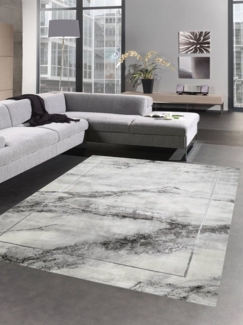 Carpetia Teppich Teppich Wohnzimmer Designerteppich Marmorteppich grau, rechteckig, Höhe: 12 mm