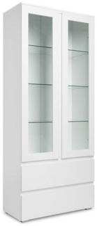 Newroom Standvitrine Nikita Vitrine Weiß Vitrinenschrank Modern Wohnzimmer Küche Landhaus Vin...