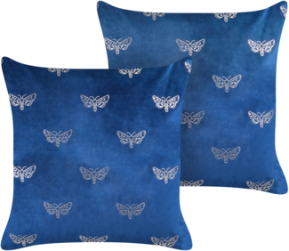 Kissen 2er Set Tiermuster YUZURI Samtstoff 45 x 45 cm Marineblau