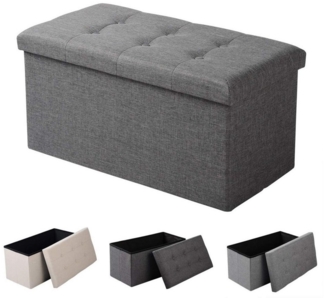 Sitzhocker mit Stauraum aus Leinen Modell Qulina dunkelgrau