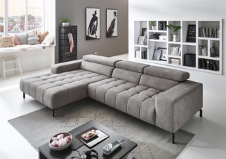 Die PlanBar Ecksofa MP-IN18022 L-Form, mit Kopfteilverstellung & Zierkissen, optional Sitztiefenverstellung