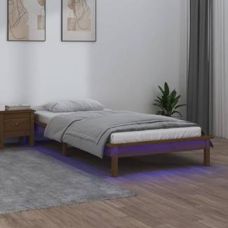 vidaXL Massivholzbett mit LEDs Honigbraun 75x190 cm 820634