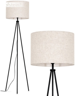 hofstein Stehlampe Stehlampe aus Metall/Stoff in Schwarz/Beige, ohne Leuchtmittel, mit rundem Schirm (40 cm) u. Fußschalter, 1x E27, ohne Leuchtmittel