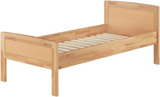 Einzelbett Buche hohes Seniorenbett 100x220 Überlänge V-60.72-10-220Rollrost inkl.