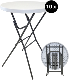 10x Stehtisch klappbar Ø 80 cm Tischplatte Höhe 110 cm Stahlgestell Partytisch Bistrotisch in Weiß