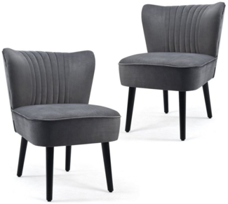COSTWAY Relaxsessel, 2er-Set,samt,hohe Rückenlehne, gepolstert, Massivholzbeine