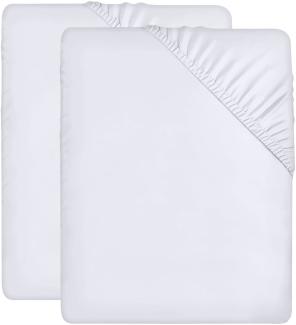 Utopia Bedding - 2er Set Spannbettlaken 140x200cm - Weiß - Gebürstete Mikrofaser Spannbetttuch - 35 cm Tiefe Tasche