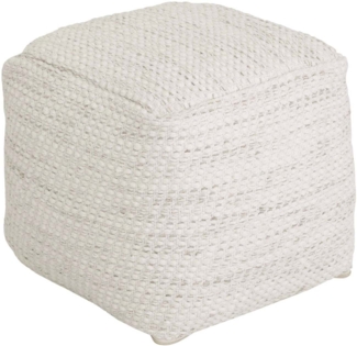 Pouf Asuri aus Stoff, Ivory, 40x40x40 cm