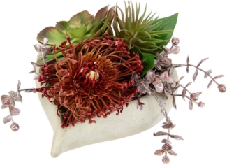 Kunstblume Succulenten/Zierkohl, I.GE.A, Höhe 16 cm, im herzförmigen Topf