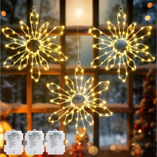 Elegear LED-Lichterkette 0.3/0.6/0.8M Led weihnachtsdeko fenster, weihnachtsstern mit haken, 240-flammig, LED Fensterbilder für Weihnachtsdeko Innen/Außen mit Timer Speicher