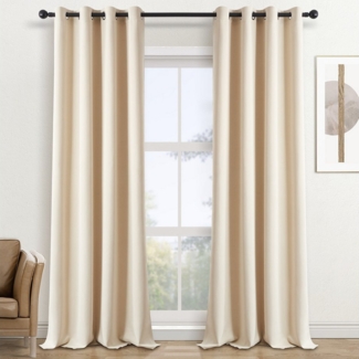Topfinel Gardine Verdunkelungsvorhang 2er-Set Gardinen Wärmeisolierend Blickdicht, Ösen, Thermovorhang Blickdichte Vorhänge Wohnzimmer Blackout Curtains