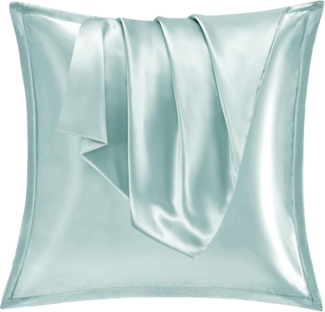 Satin Kissenbezug 80x80 2er Set Seidenkissenbezug Curly Haar Grün 80x80cm