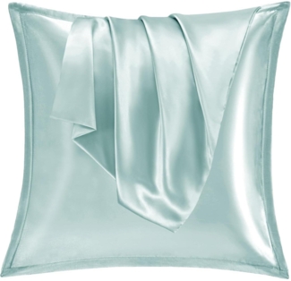 Satin Kissenbezug 80x80 2er Set Seidenkissenbezug Curly Haar Grün 80x80cm