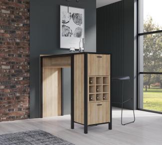 FORTE High Rock Barregal, Holzwerkstoff, Schwarz/Braun, 151,5 x 120,3 x 49,2 cm