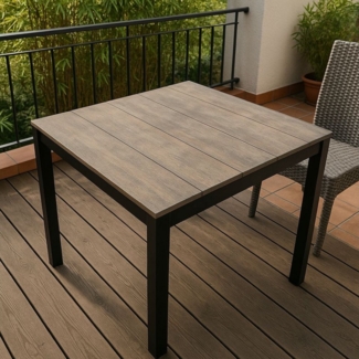 Westfield Gartentisch Alu-Wood Esstisch 90x90 cm (Aluminium, 1 Tisch), kratzfest / pflegeleicht / langlebig / Holzoptik
