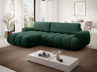 Vente-unique - Ecksofa mit Schlaffunktion - Ecke links - Stoff - Tannengrün - FRIDORA