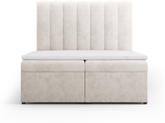 Micadoni Boxspringbett Kelp Strukturierter Stoff Grau Beige Melange 140x200