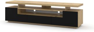 TV-Schrank EVA 180 cm Eiche Artisan / Matt Schwarz + LED