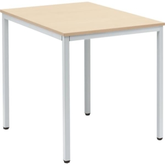 Soennecken Konferenztisch 800x800mm Gestell alusilber Platte ahorn