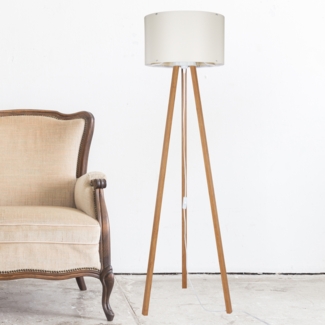Lux.pro 'Keynes' Stehleuchte, MDF / Polyester creme / Bambusoptik, Höhe 136 cm