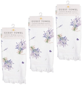 Clayre & Eef Geschirrtuch Lavender Garden, (Set, 3-tlg, 3-teilig), Frottee Küchenhandtücher Gästehandtücher ca. 40x66 cm Baumwolle