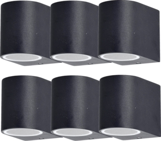 6er Set LED Wandleuchten in schwarz aus Aluminium