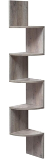 Vasagle Eckregal mit 5 Ebenen, Spanplatte greige, 20 x 20 x 127,5 cm