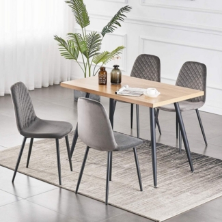 JYMTOM Esszimmerstuhl mit Rückenlehne, aus Samt/künstlichem Wildleder, Scandinavian Vintage (4 St), mit stabilen Beinen aus massivem Metall und Gummibeinfüßen