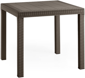 Dmora Gartentisch Acqua, Picknickbasis, Garten-Esstisch, Mehrzweck-Außenbank, Made in Italy, 80x80 h74 cm, Braun