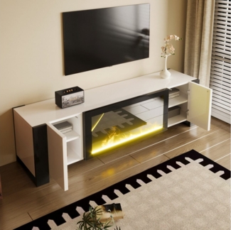 STILVORA Lowboard mit elektrischem Kamin Flammeneffekt,TV-Schrank TV-Regal mit Hochglanz (TV-Board,Wohnzimmermöbel, Hochglanz-TV-Ständer, Fernsehschrank, 1 St, Zwei Türen), Hochglanz (keine Heizfunktion)