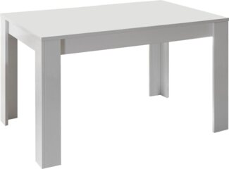INOSIGN Esstisch Basic 137x90x79 cm (BxTxH), Esszimmertisch Weiss Hochglanz Lack, moderner rechteckiger Küchentisch, ausziehbar, erweiterbar auf 185 cm